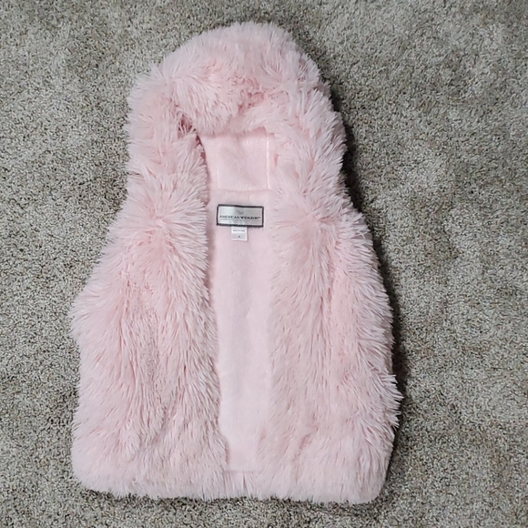 pink fluffy hooded jacket